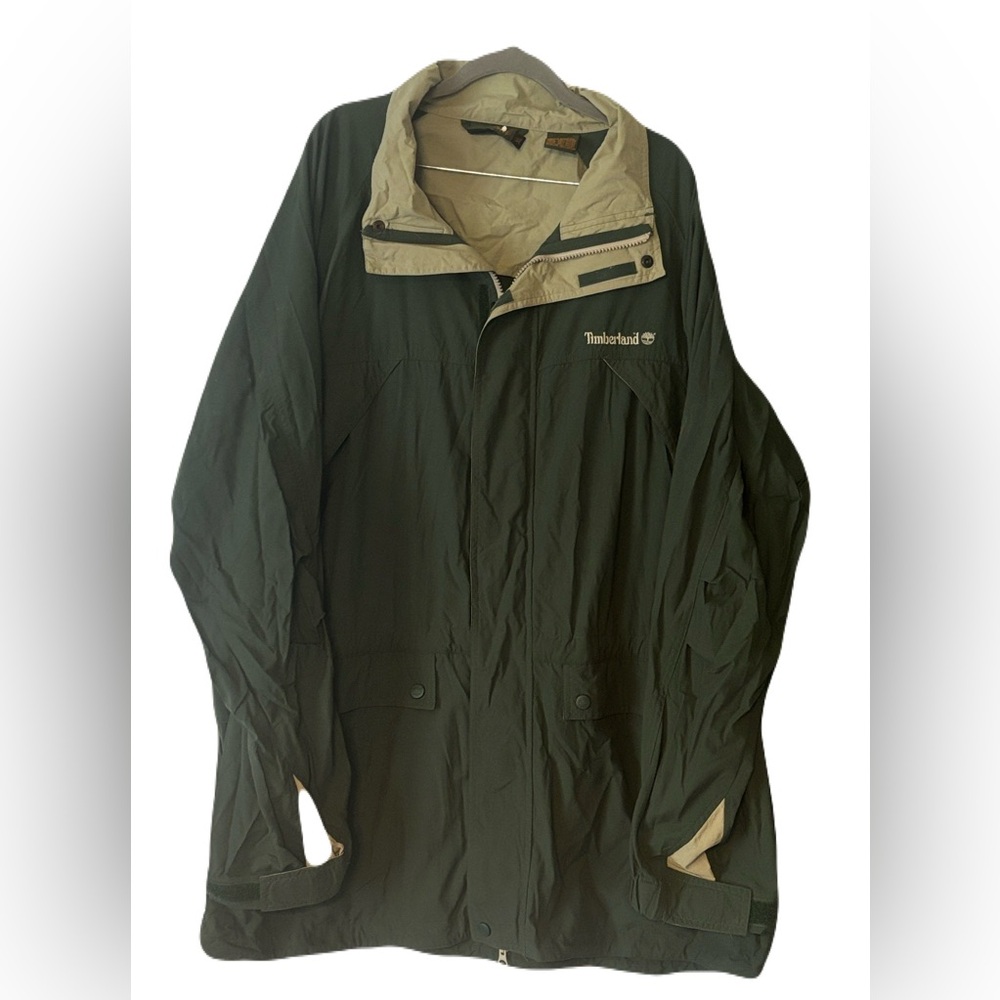 Timberland Weathergear Vintage Green Nylon Outdoor Utility Jacket workwear